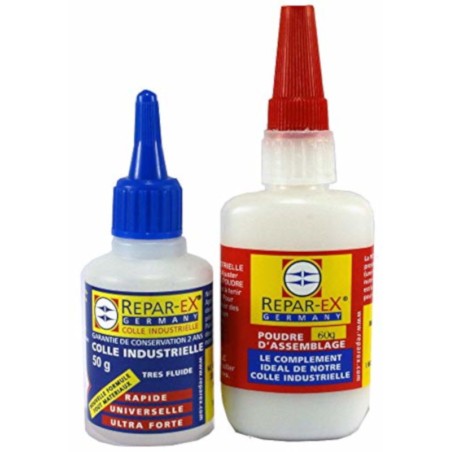 Lot de colle Repar-ex une colle de 50 g et une poudre d'assemblage de 60 grammes