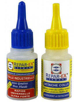 Lot de colle reparex une colle de 20 grammes et un détacheur détache colle de 20 ml Reparex