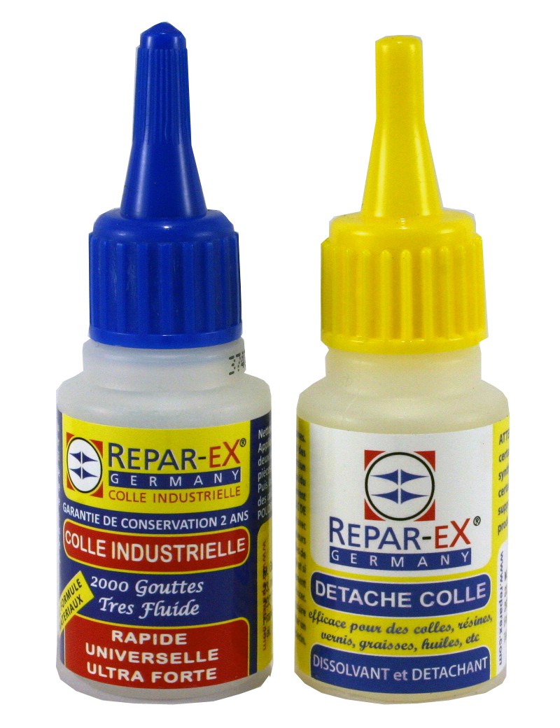Lot de colle reparex une colle de 20 grammes et un détacheur détache colle de 20 ml Reparex Lot de colle reparex une colle de 20 grammes et un détacheur détache colle de 20 ml Reparex
