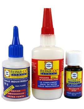 colle Repar ex de 50 g Poudre d"assemblage de 60 g un accélérateur de colle de 15 ml lot colle Reparex grand format