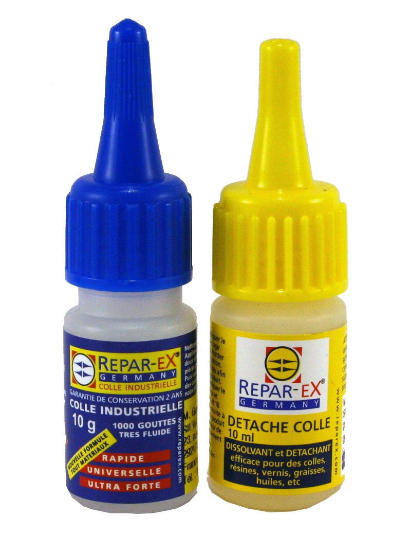 Lot de colle Repar-ex 1 flacon de 10 g de colle 1 détache colle de 10 ml Lot de colle Repar-ex 1 flacon de 10 g de colle 1 détache colle de 10 ml
