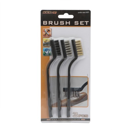 HANDY TOOLS – Jeu de 3 brosses nylon / laiton / acier inox