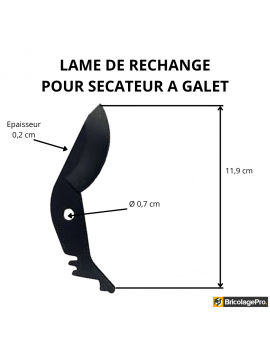 Lame de rechange plus ressort enclume pour sécateur à galet