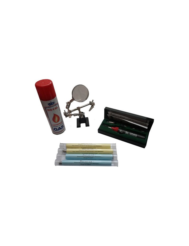 Lot micro soudeur Reparex une brasure pour aluminium une brasure pour metaux ferreux et non ferreux une canette de gaz une trois Lot micro soudeur Reparex une brasure pour aluminium une brasure pour metaux ferreux et non ferreux une canette de gaz une trois