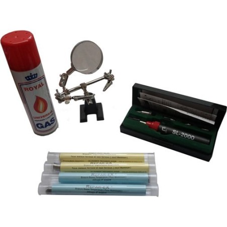 Lot micro soudeur Reparex une brasure pour aluminium une brasure pour metaux ferreux et non ferreux une canette de gaz une trois
